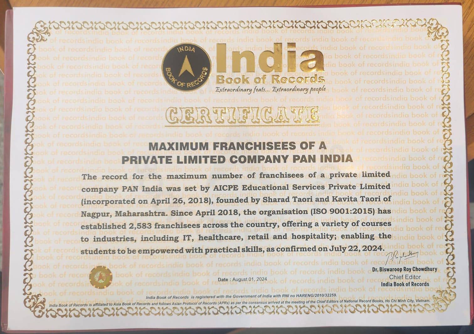 INDIA BOOKS OF RECORDS AICPE